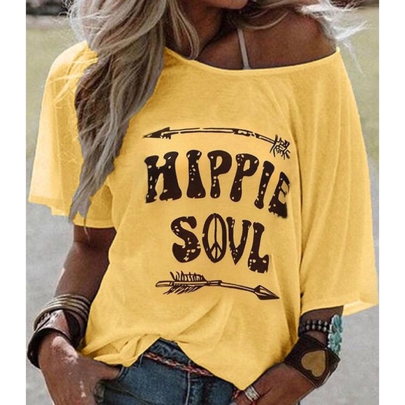 Tops - Sunshine Yellow Boho/Festival Hippie Soul T Shirt